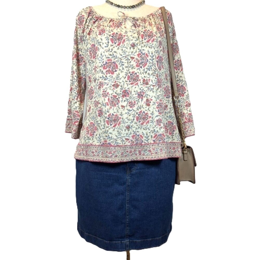 Lauren Ralph Lauren Embroidered Peasant Blouse Women's XL Boho Romantic Top - Picture 2 of 8